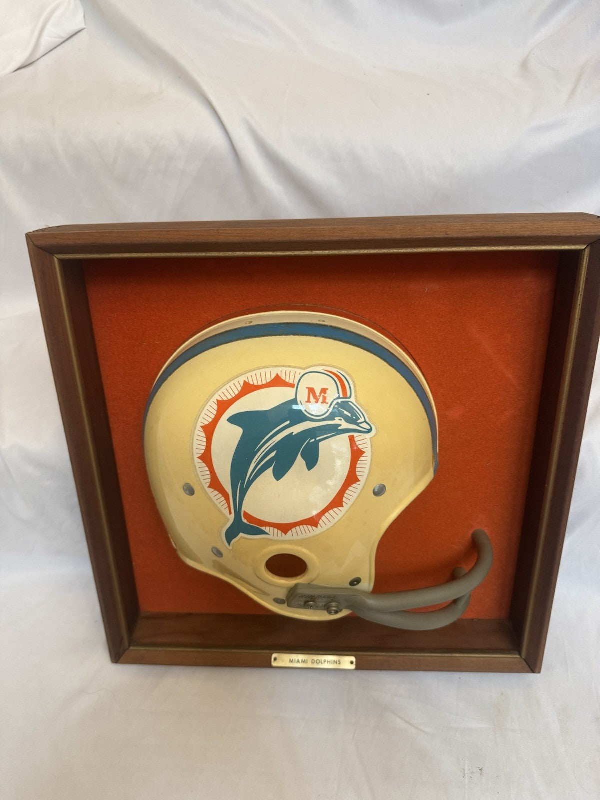 Vintage Riddell 1968 RK2 Miami Dolphins 1/2 Half Helmet Plaque framed Rare Riddell