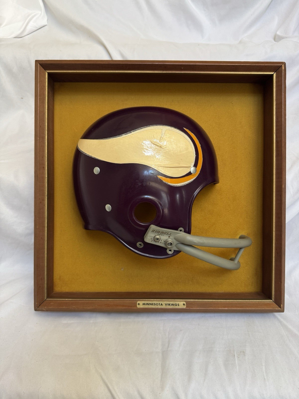 Vintage Riddell 1969 RK2 Minnesota Vikings 1/2 Helmet Plaque mounted framed Rare Riddell