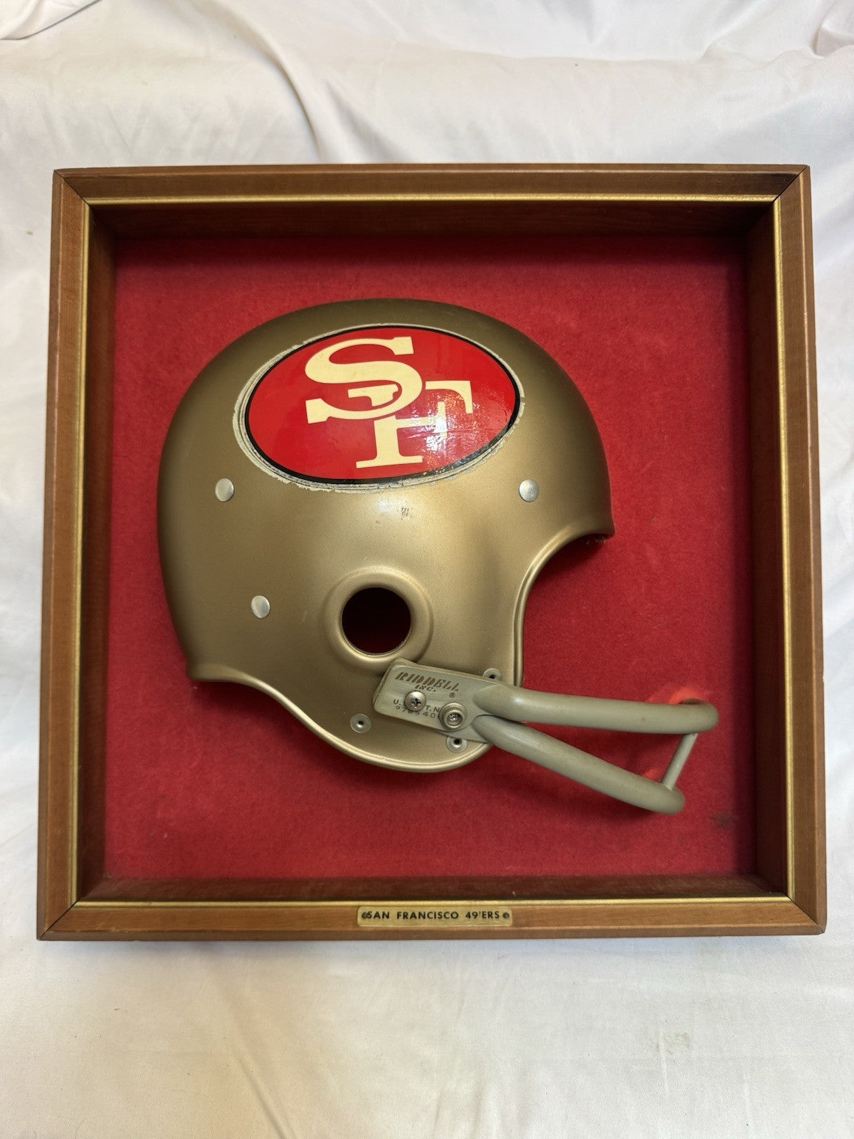 Vintage Riddell 1968 RK2 San Francisco 49ers 1/2 Helmet Plaque framed Rare Riddell
