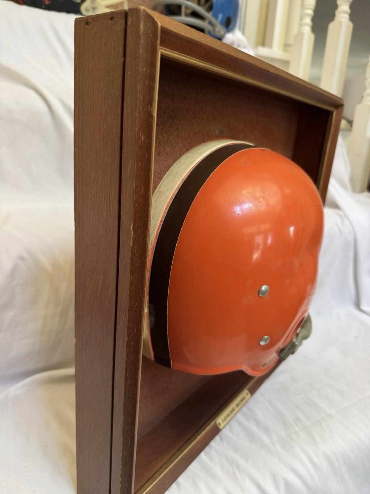 Vintage Riddell 1969 RK2 Cleveland Browns 1/2 Helmet Plaque mounted framed Rare Riddell