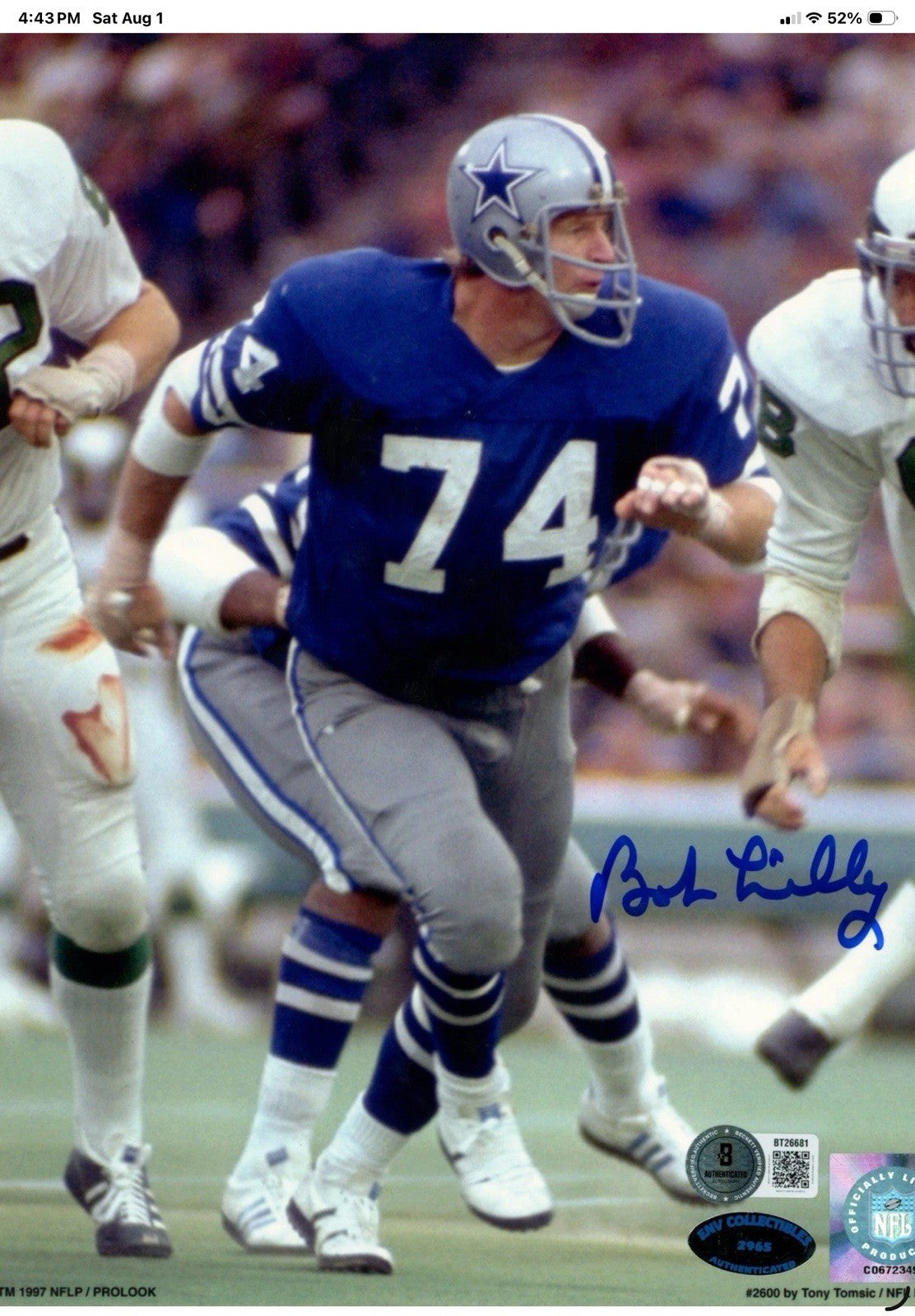 Dallas Cowboys Authentic Color Paint Bob Lilly TK2 Style Football Helmet Riddell