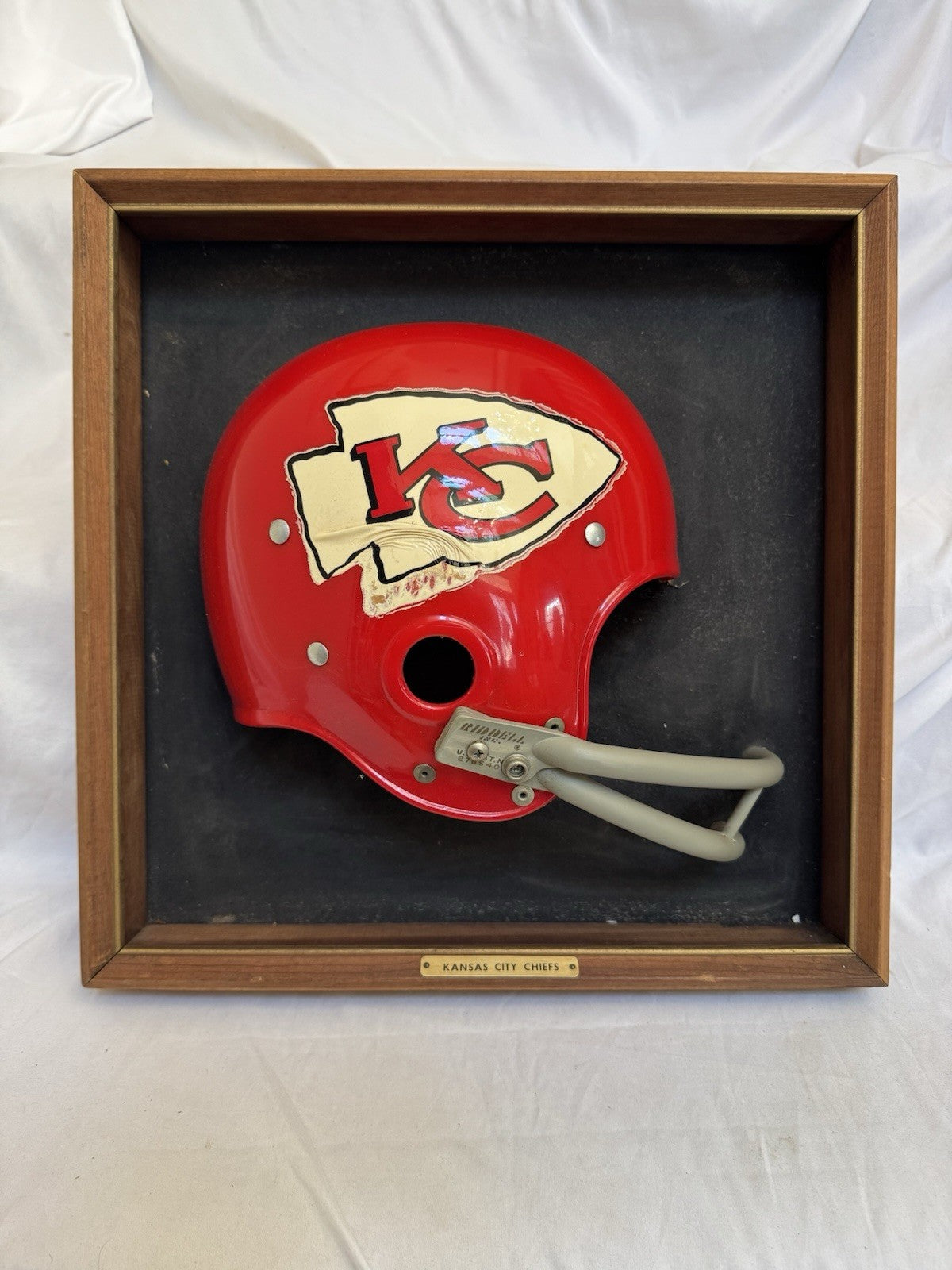 Vintage Riddell 1969 Kansas City Chiefs RK2 1/2 Helmet Plaque framed Rare Riddell