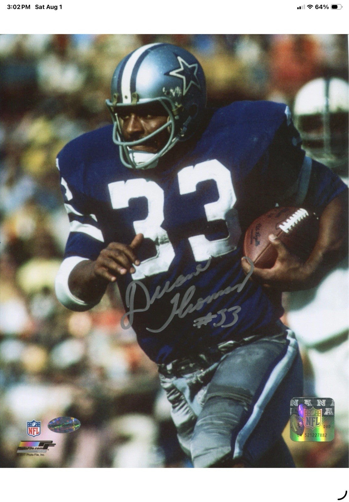 Dallas Cowboys Authentic Color Paint Duane Thomas TK2 Style Football Helmet Riddell