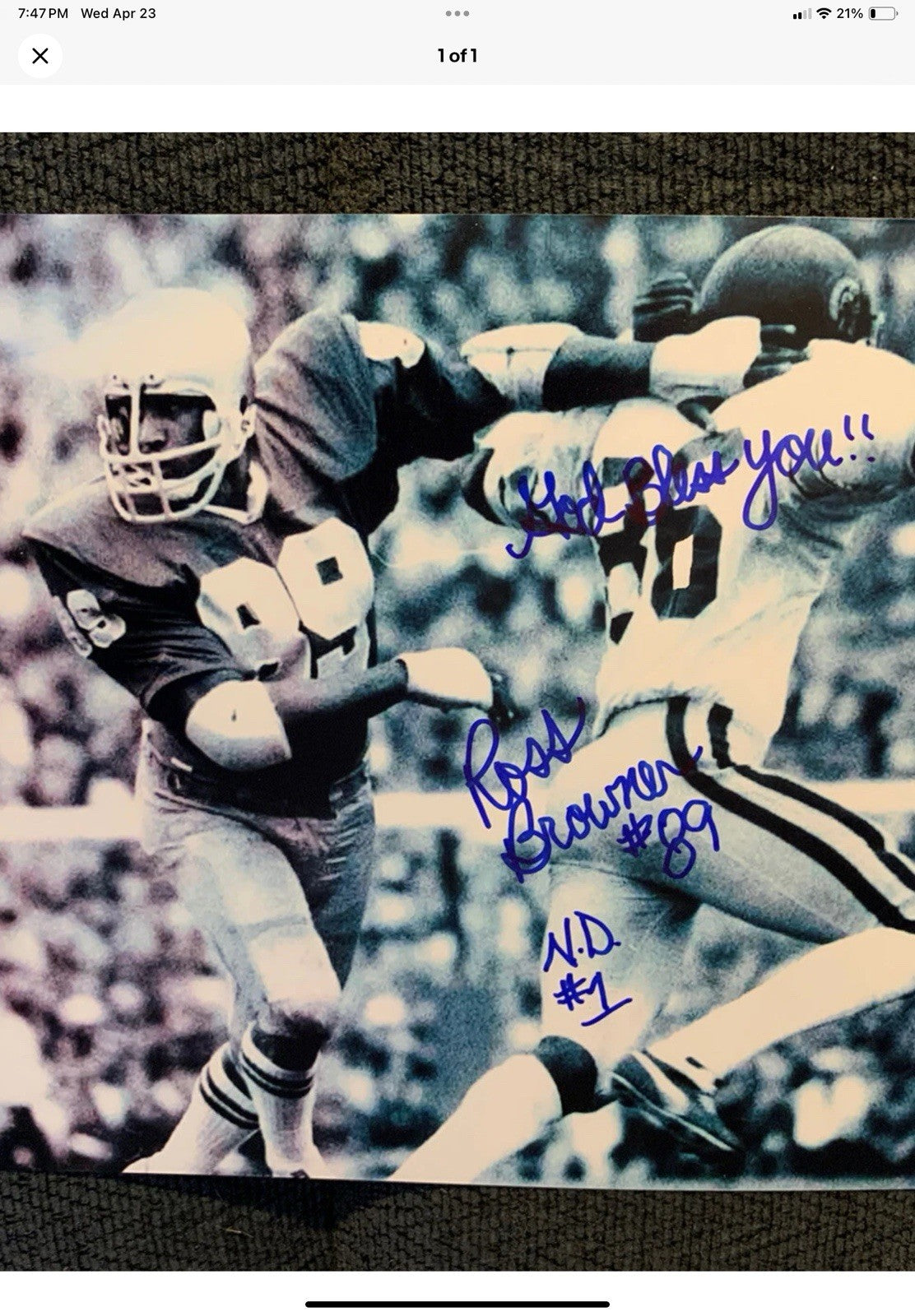 Vintage Wilson Football Helmet Custom 1970 Notre Dame Fighting Irish Browner Wilson