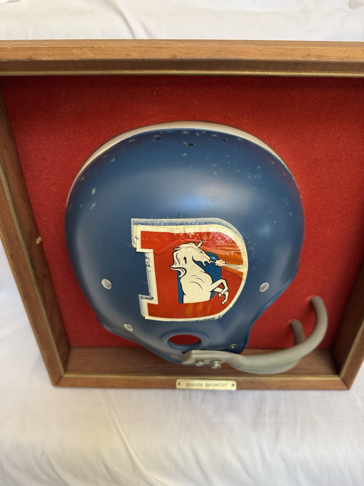Vintage Riddell 1969 RK2 Denver Broncos 1/2 Helmet Plaque mounted framed Rare Riddell