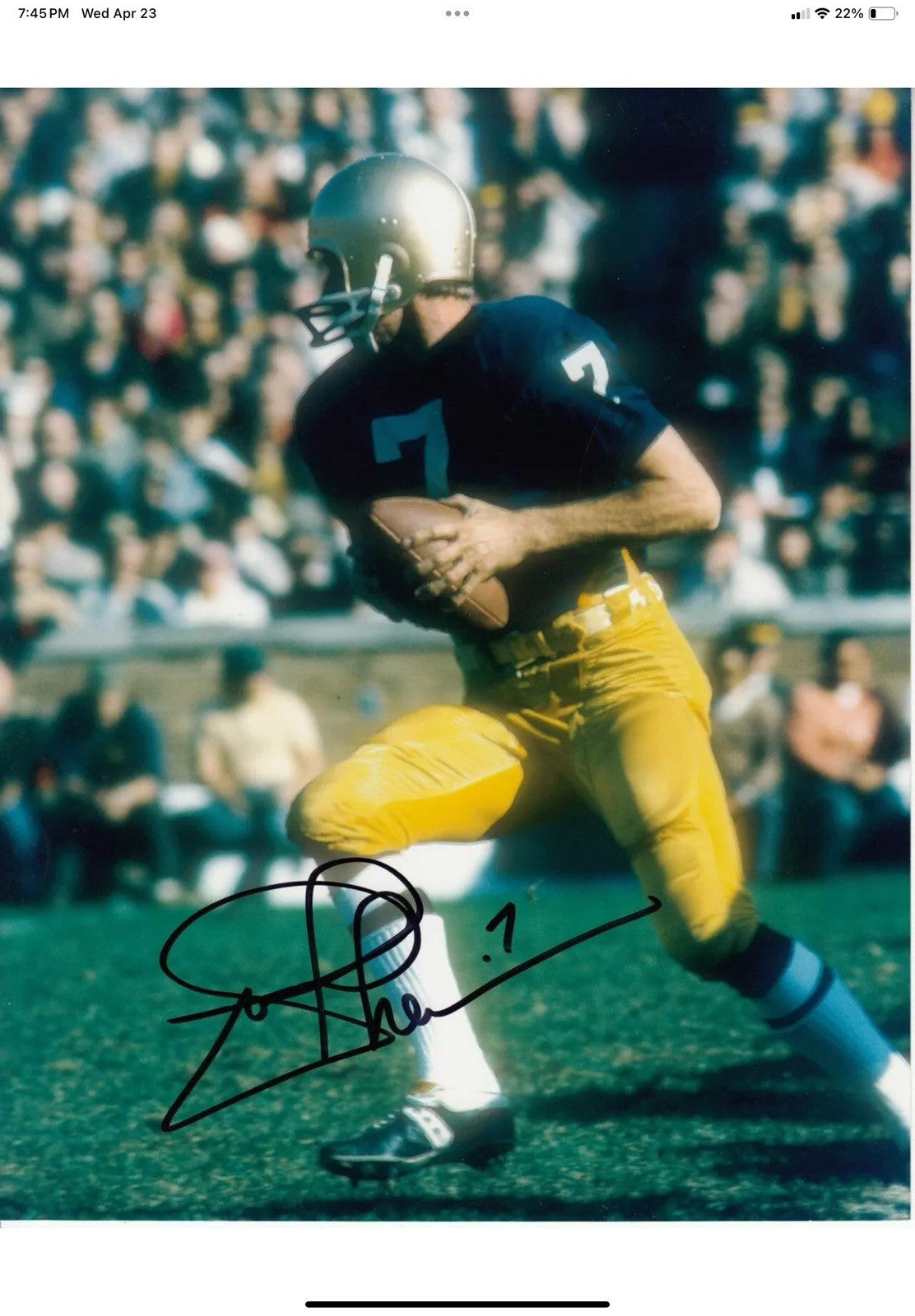 Vintage Wilson Football Helmet Custom 1970 Notre Dame Fighting Irish Theismann Wilson