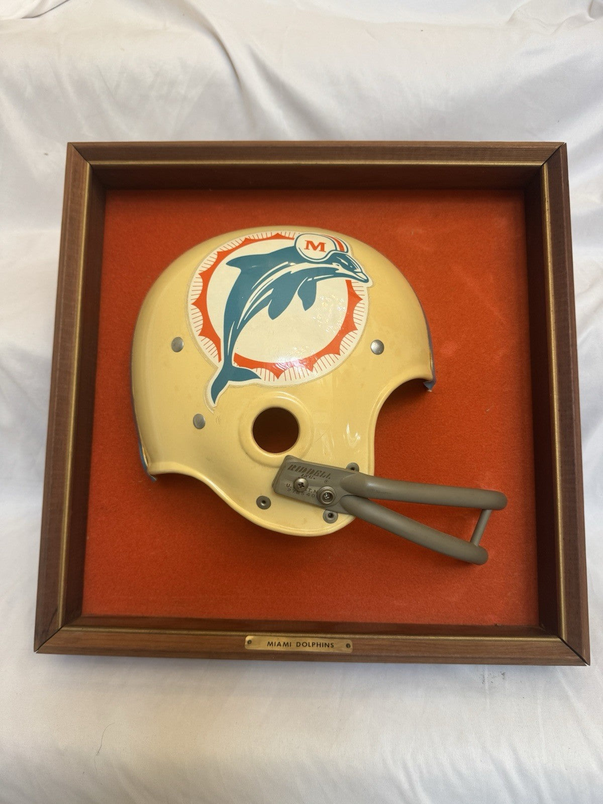 Vintage Riddell 1968 RK2 Miami Dolphins 1/2 Half Helmet Plaque framed Rare Riddell