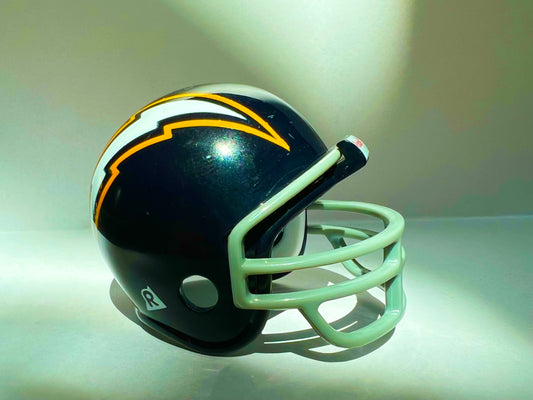 Riddell Pocket Pro and Throwback Pocket Pro mini helmets ( NFL ): San Diego Chargers Throwback Pocket Pro (Navy throwback helmet with Grey Mask)