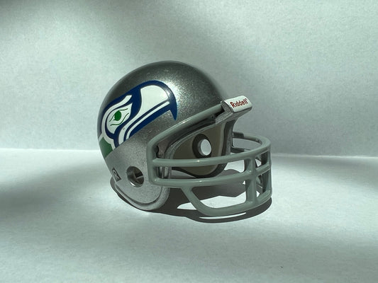 Riddell Pocket Pro and Throwback Pocket Pro mini helmets ( NFL ): Seattle Seahawks 1976-82 Throwback Pocket Pro (Same helmet as Old Style with Grey Mask)