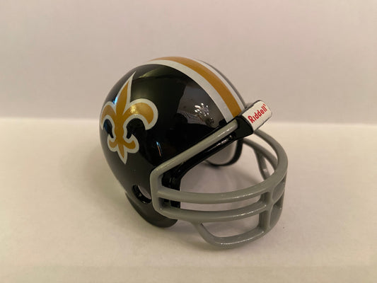 Riddell Pocket Pro and Throwback Pocket Pro mini helmets ( NFL ): New Orleans Saints 1969 Throwback Pre-Season Black Custom Pocket Pro Helmet