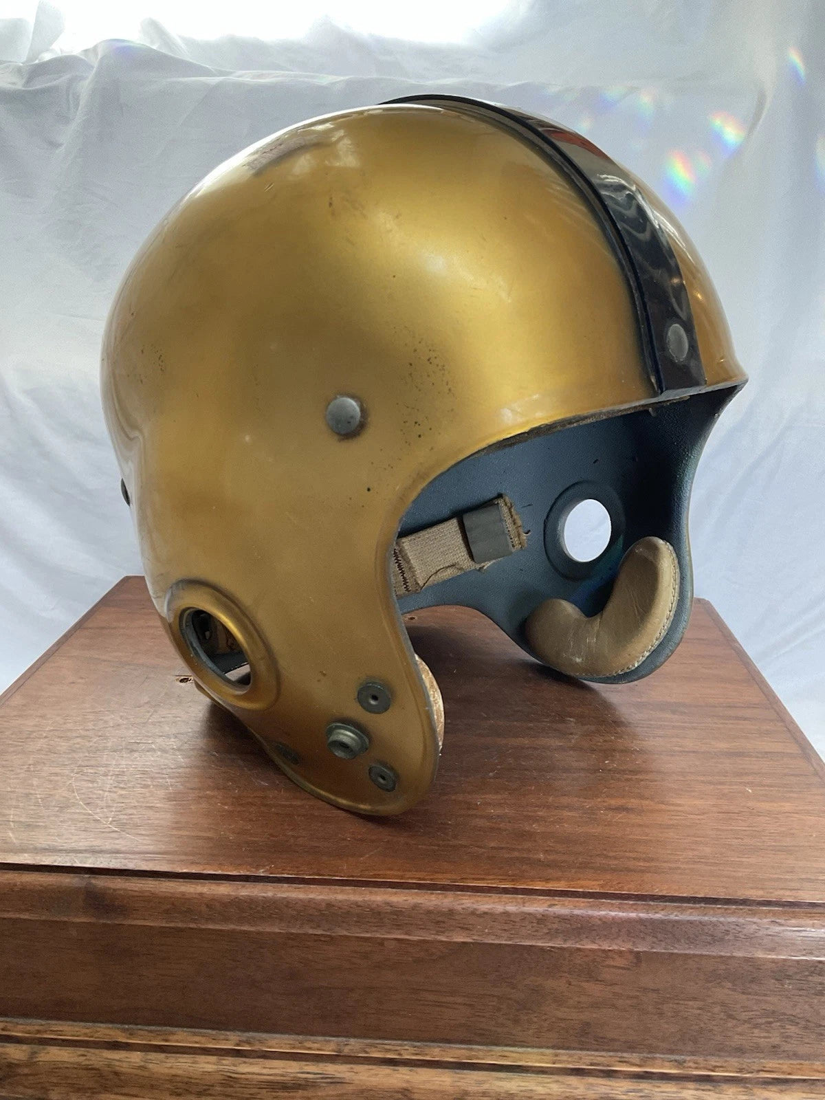 Riddell 1956 RT2 Vintage Football Helmet Gold Under Clear Shell Army? WESTBROOKSPORTSCARDS