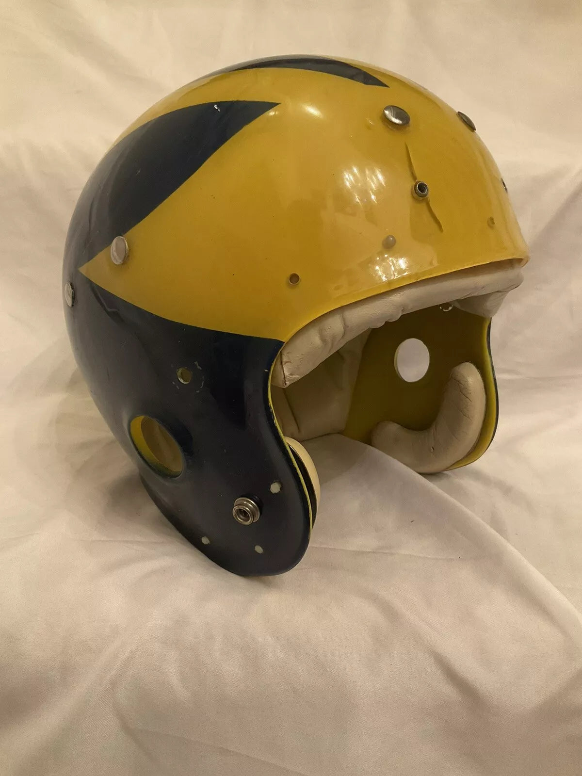 Vintage MacGregor Game Used Clear Shell Football Helmet Michigan Wolverines ?  WESTBROOKSPORTSCARDS   