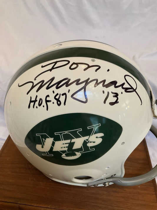 Don Maynard Autographed Riddell New York Jets Officially Licensed Football Helmet WESTBROOKSPORTSCARDS