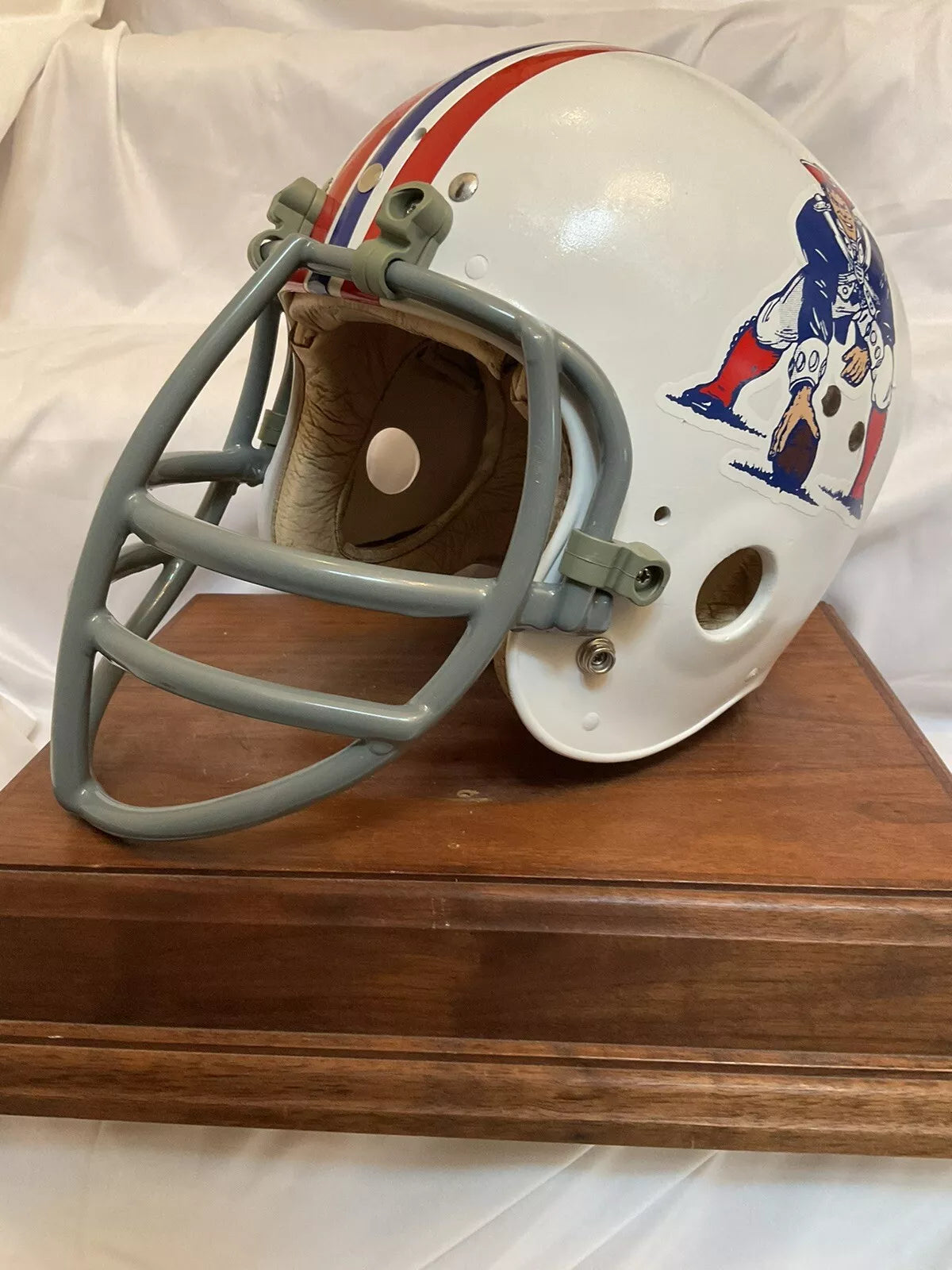 Original Vintage Wilson Football Helmet Custom Boston Patriots NJOP Facemask  WESTBROOKSPORTSCARDS   