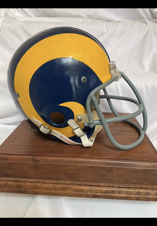 Vintage 1968 Riddell Kra-Lite Football Helmet Los Angeles Rams Game Used 1973  WESTBROOKSPORTSCARDS   