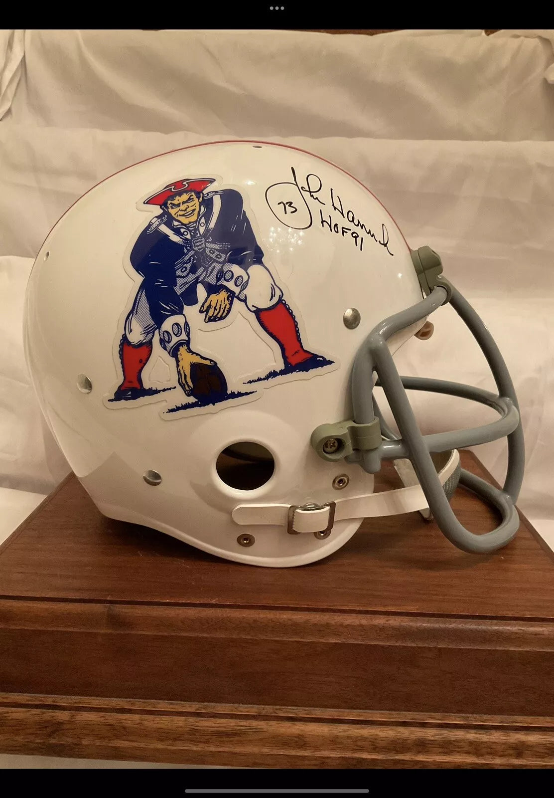 John Hannah Autographed TK2 Style New England Patriots Football Helmet  WESTBROOKSPORTSCARDS   