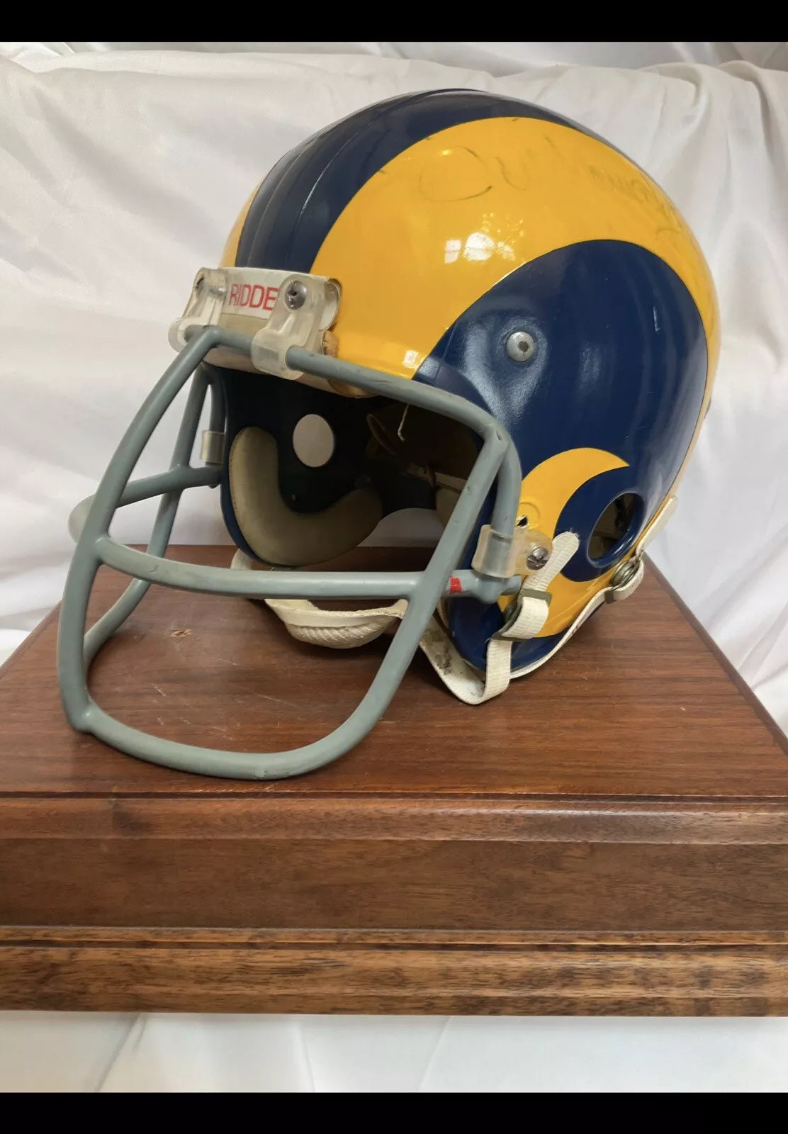 Vintage 1968 Riddell Kra-Lite Football Helmet Los Angeles Rams Game Used 1973  WESTBROOKSPORTSCARDS   