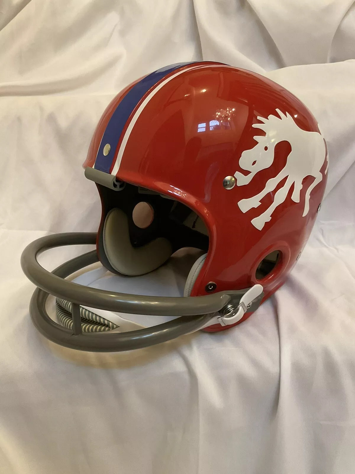 RK2 Style Suspension Football Helmet 1966 Custom Denver Broncos Crazy Horse  WESTBROOKSPORTSCARDS   