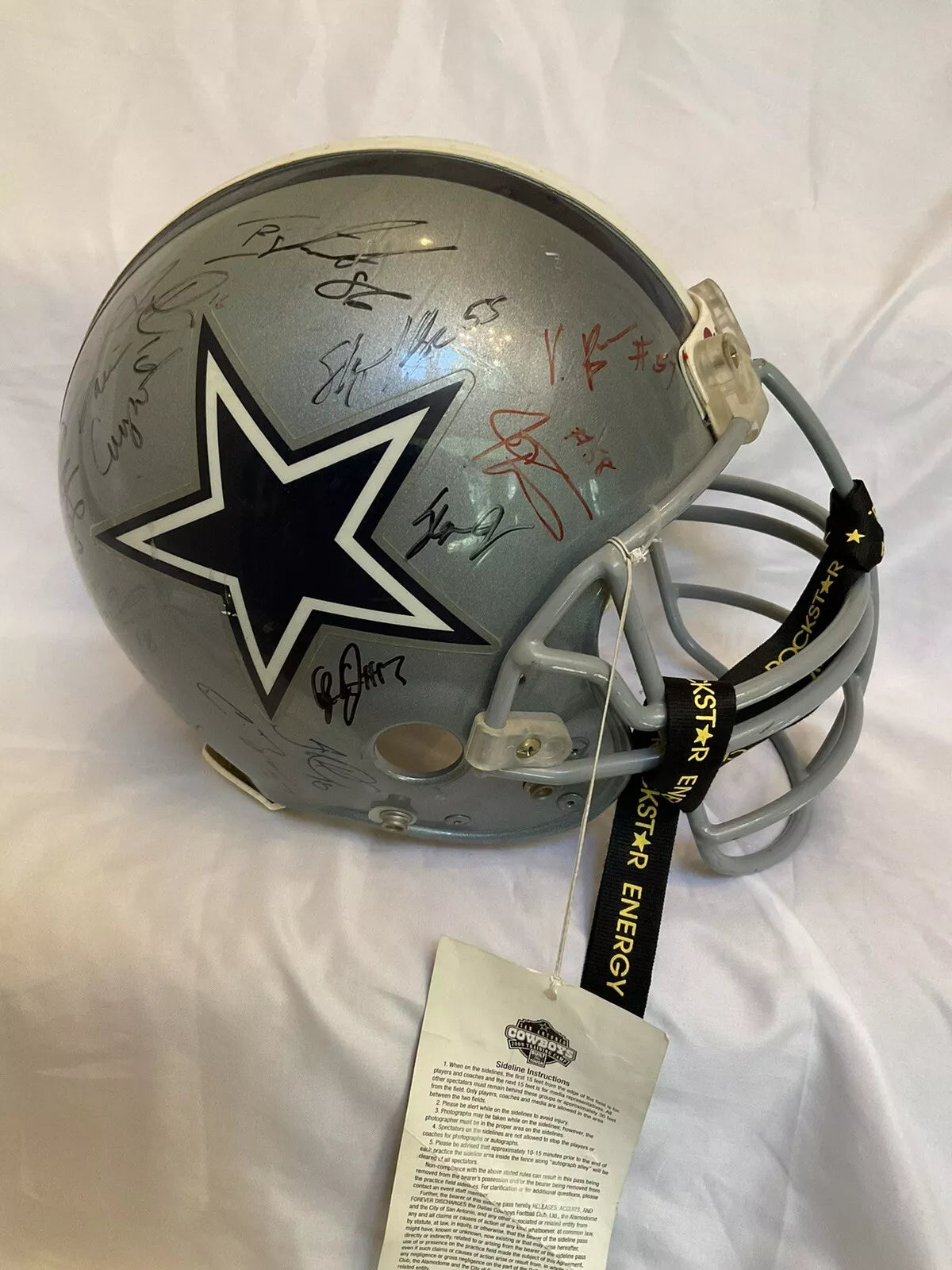 Riddell Football Helmet 2009 Dallas Cowboys Game Used Team Autographed  WESTBROOKSPORTSCARDS   