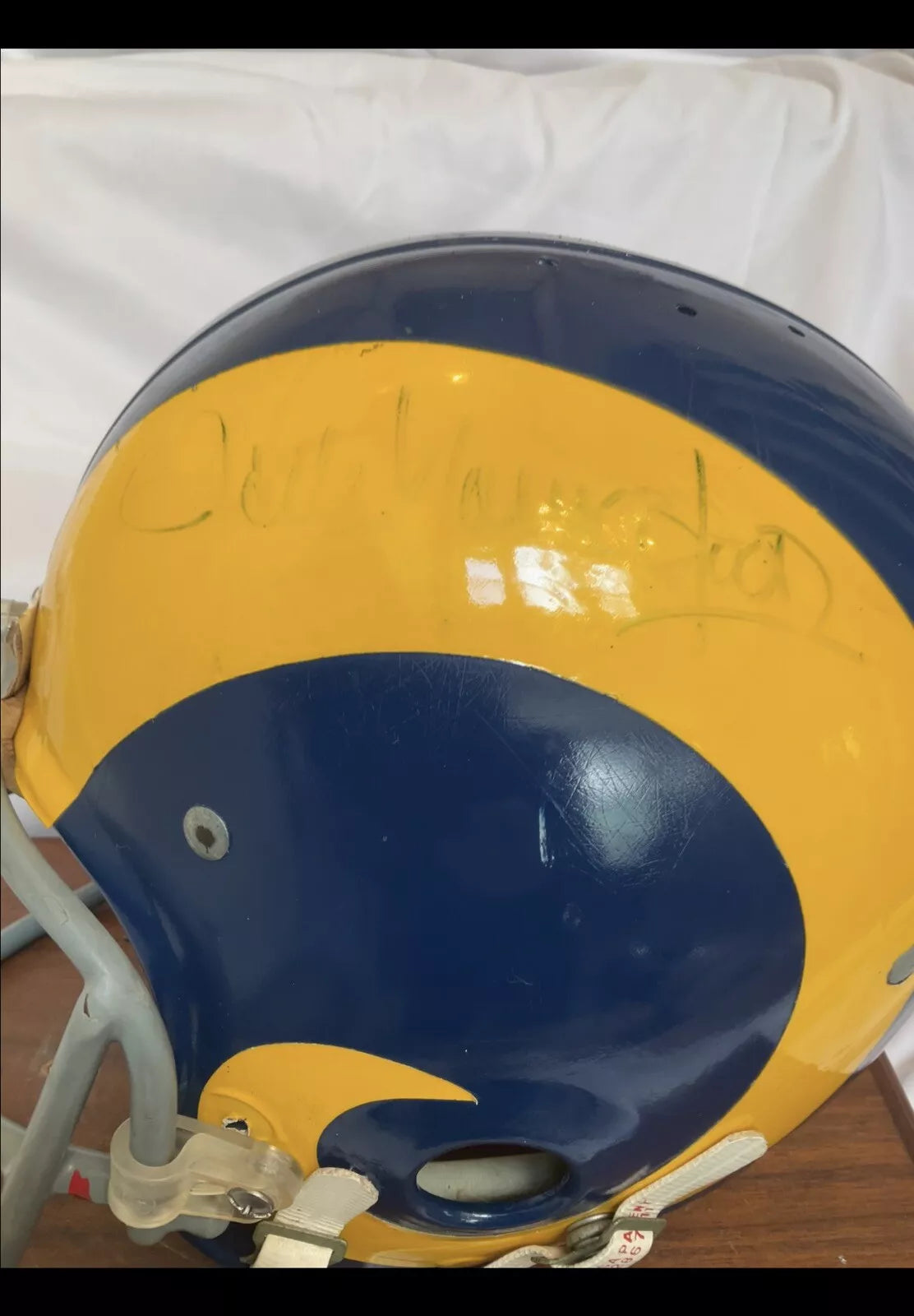 Vintage 1968 Riddell Kra-Lite Football Helmet Los Angeles Rams Game Used 1973  WESTBROOKSPORTSCARDS   