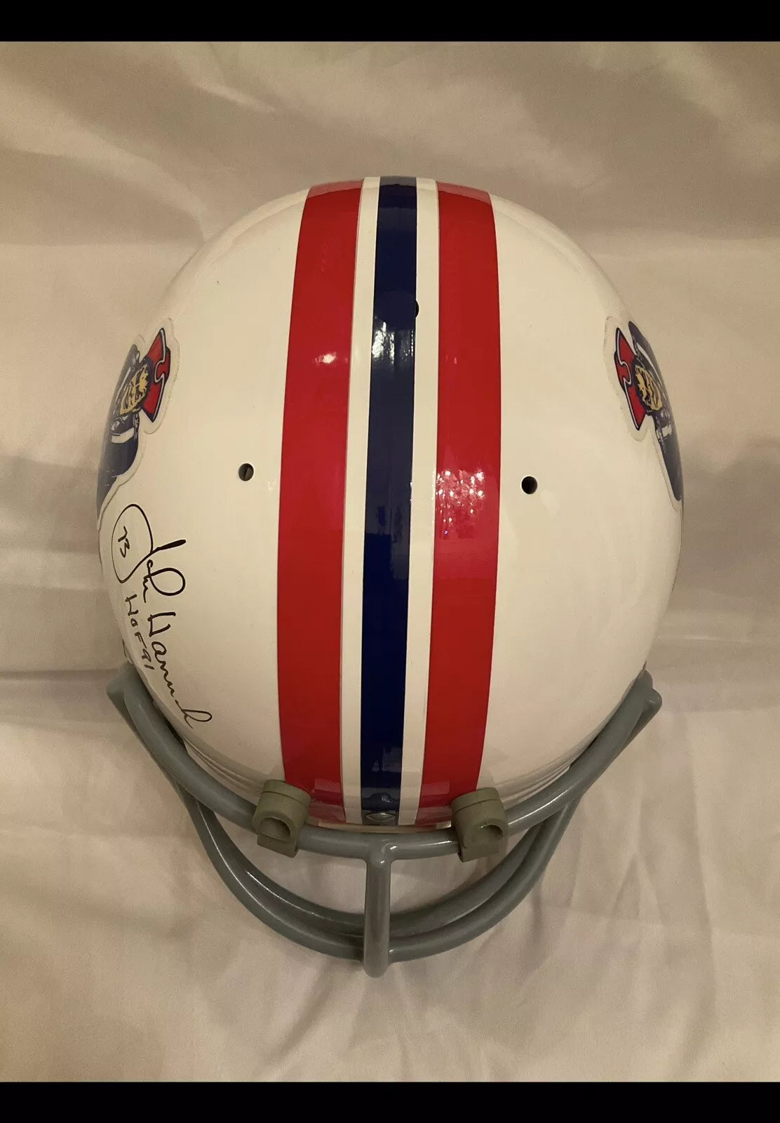 John Hannah Autographed TK2 Style New England Patriots Football Helmet  WESTBROOKSPORTSCARDS   