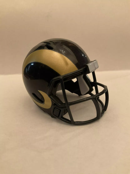 Los Angeles Rams Old Gold Horns Custom Riddell Throwback Pocket Pro Helmet  WESTBROOKSPORTSCARDS   