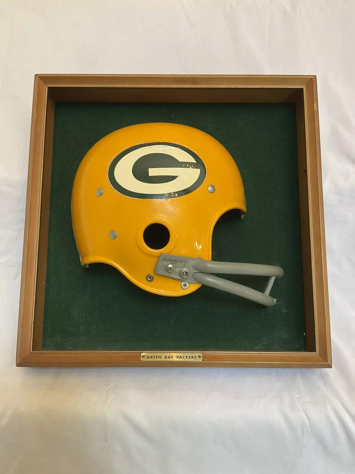 Green Bay Packers Vintage RIDDell Kra-Lite RK Full Size Football Helmet Plaque  WESTBROOKSPORTSCARDS   