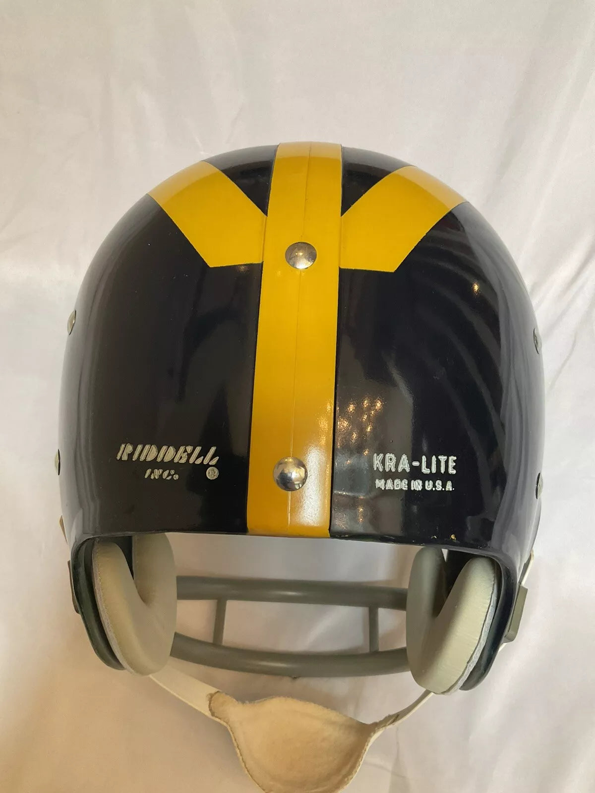 Original Riddell 1969 Michigan Wolverines Kra-Lite TK2 Game Football Helmet  WESTBROOKSPORTSCARDS   