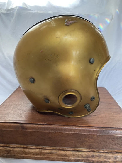 Riddell 1956 RT2 Vintage Football Helmet Gold Under Clear Shell Army? WESTBROOKSPORTSCARDS