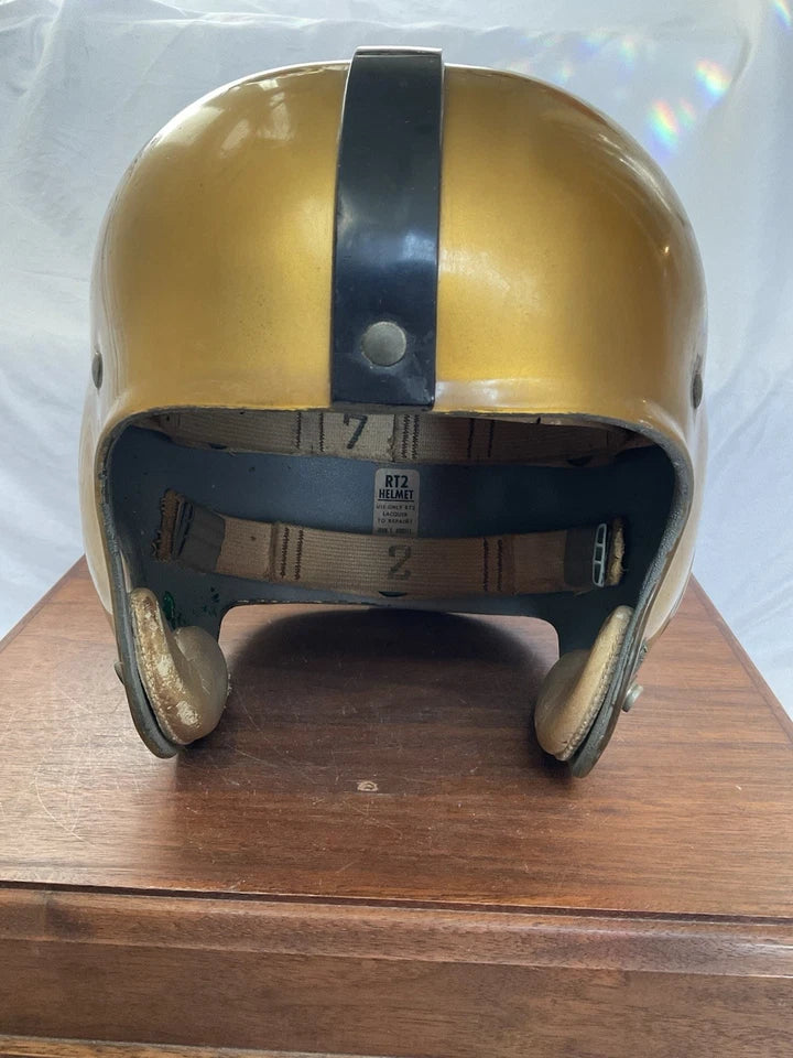 Riddell 1956 RT2 Vintage Football Helmet Gold Under Clear Shell Army? WESTBROOKSPORTSCARDS