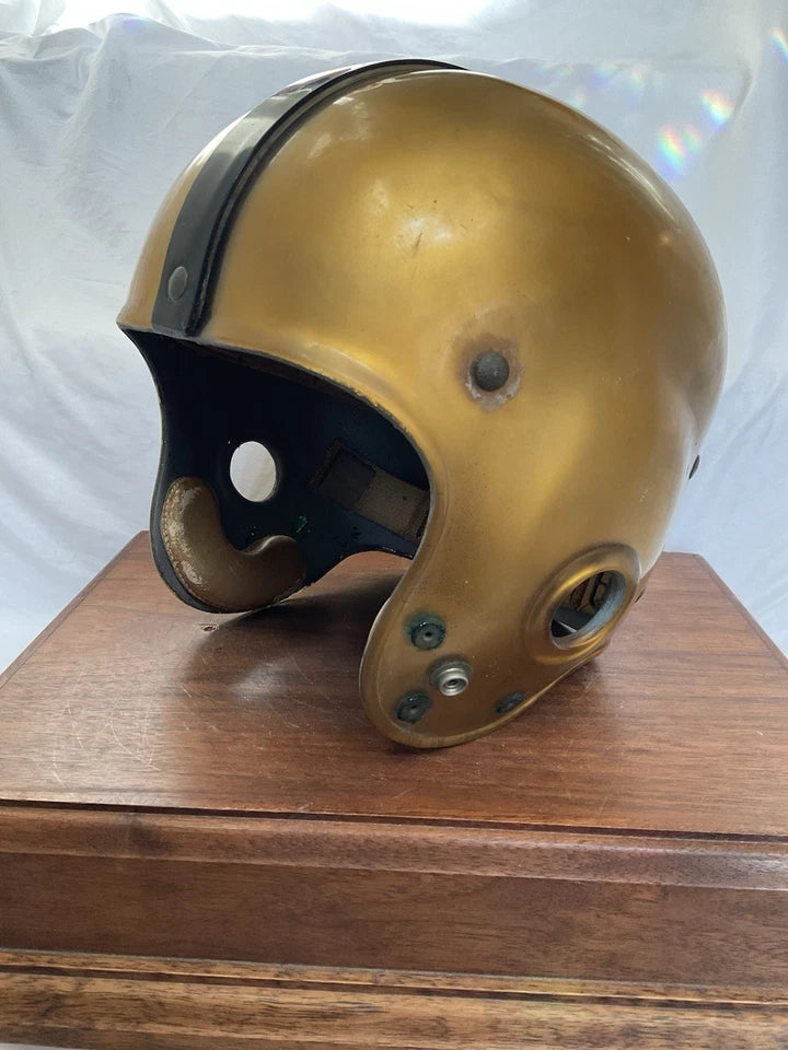 Riddell 1956 RT2 Vintage Football Helmet Gold Under Clear Shell Army? WESTBROOKSPORTSCARDS