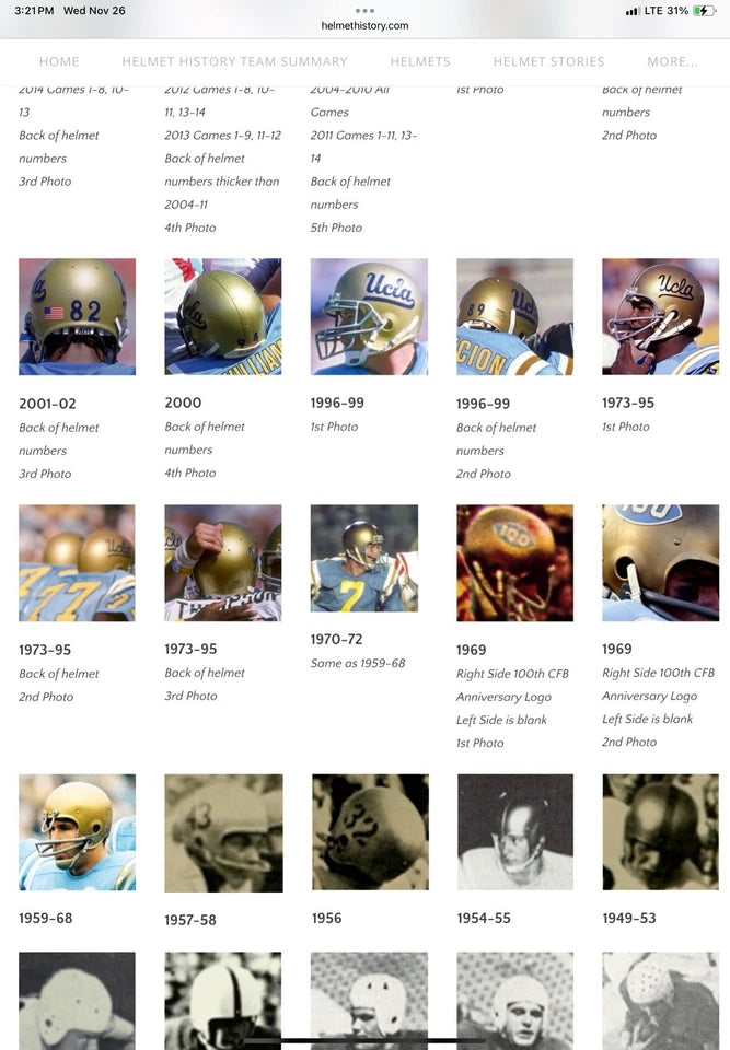 1970 UCLA Bruins Authentic Game Used Riddell TK2 Kra-Lite-8 Football Helmet Rare WESTBROOKSPORTSCARDS