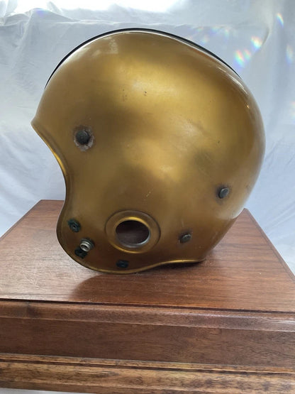 Riddell 1956 RT2 Vintage Football Helmet Gold Under Clear Shell Army? WESTBROOKSPORTSCARDS