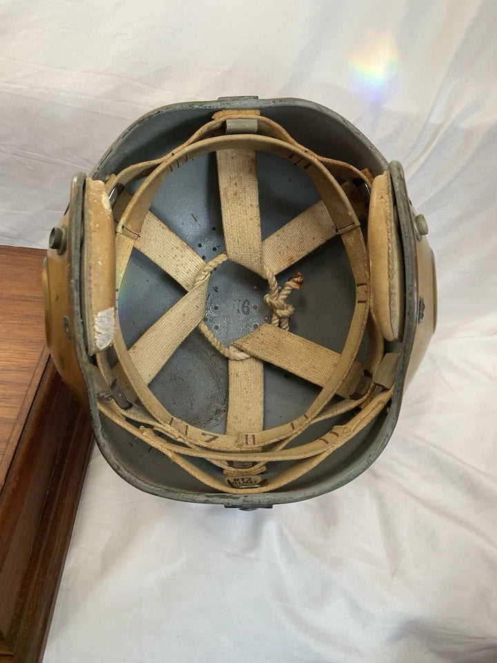 Riddell 1956 RT2 Vintage Football Helmet Gold Under Clear Shell Army? WESTBROOKSPORTSCARDS