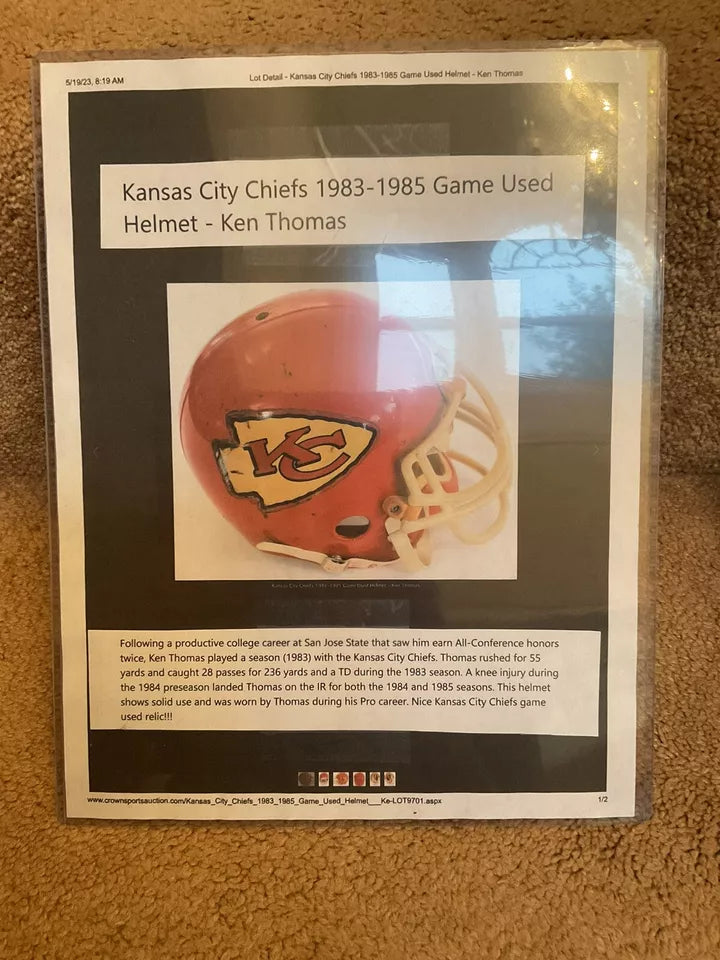 Vintage Riddell WD-1 Football Helmet Kansas City Chiefs Game Used 1983-85 Thomas WESTBROOKSPORTSCARDS