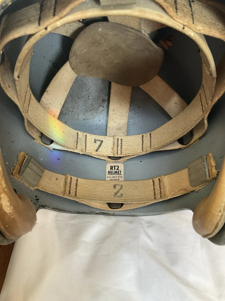 Riddell 1956 RT2 Vintage Football Helmet Gold Under Clear Shell Army? WESTBROOKSPORTSCARDS