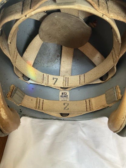 Riddell 1956 RT2 Vintage Football Helmet Gold Under Clear Shell Army? WESTBROOKSPORTSCARDS