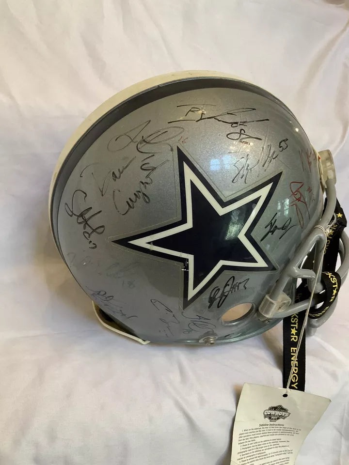 Riddell Football Helmet 2009 Dallas Cowboys Game Used Team Autographed  WESTBROOKSPORTSCARDS   