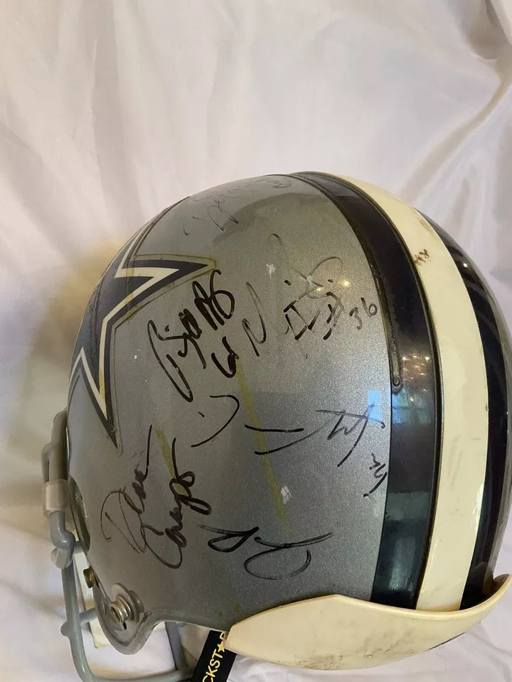 Riddell Football Helmet 2009 Dallas Cowboys Game Used Team Autographed  WESTBROOKSPORTSCARDS   