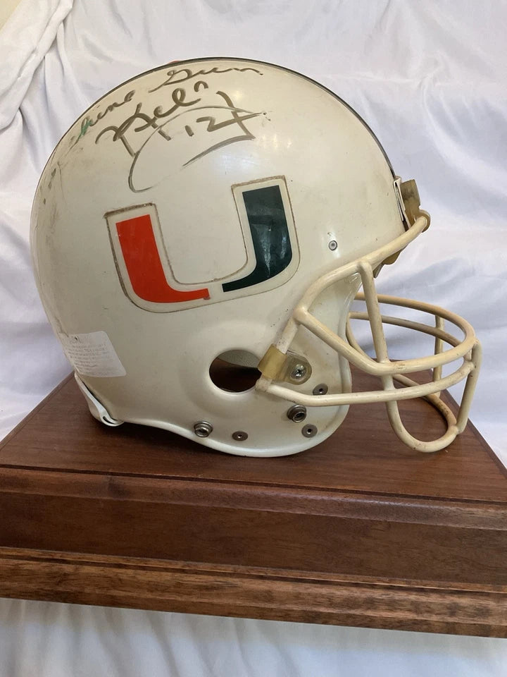 Jim Kelly Autographed Miami Hurricanes Game Used Riddell VSR-3 Football Helmet WESTBROOKSPORTSCARDS