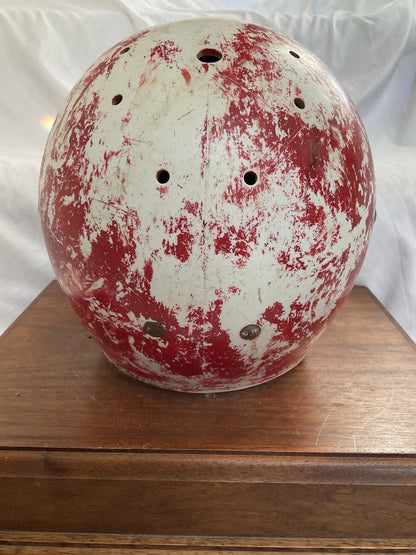 MacGregor 1960s Game Used White Football Helmet NOT Clear Shell Leather Jaw Pads WESTBROOKSPORTSCARDS