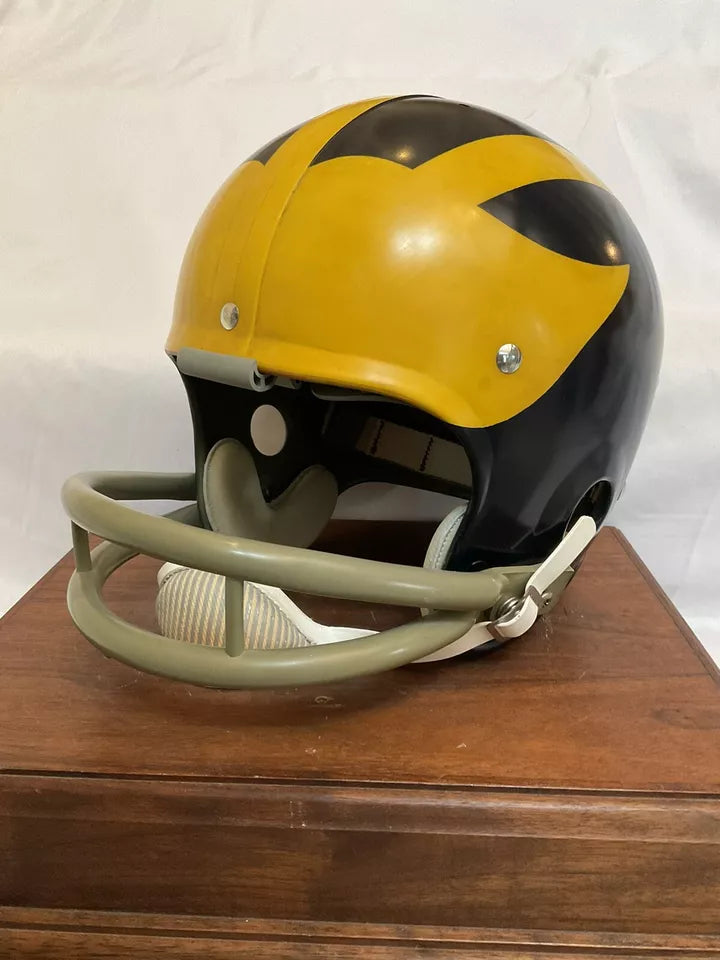 Original Riddell 1969 Michigan Wolverines Kra-Lite TK2 Game Football Helmet  WESTBROOKSPORTSCARDS   