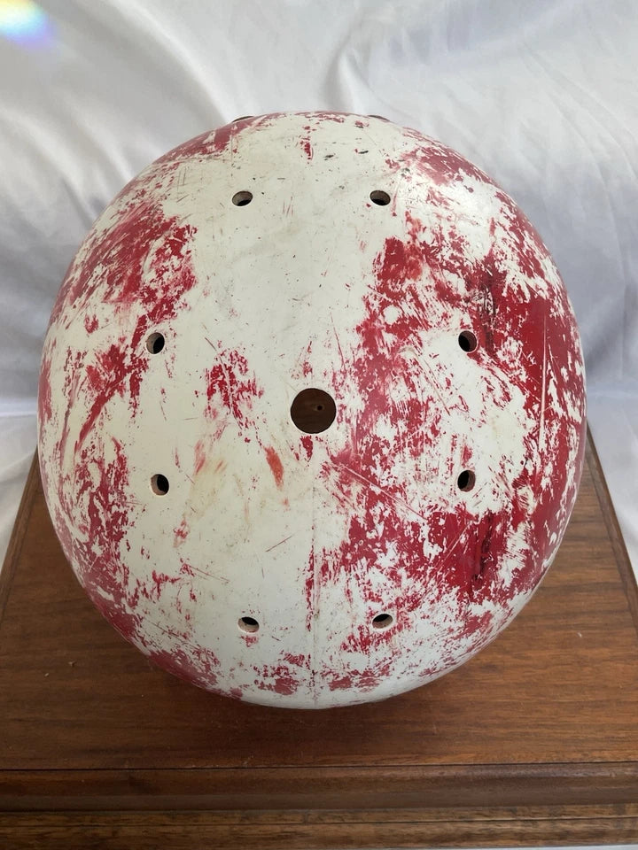 MacGregor 1960s Game Used White Football Helmet NOT Clear Shell Leather Jaw Pads WESTBROOKSPORTSCARDS