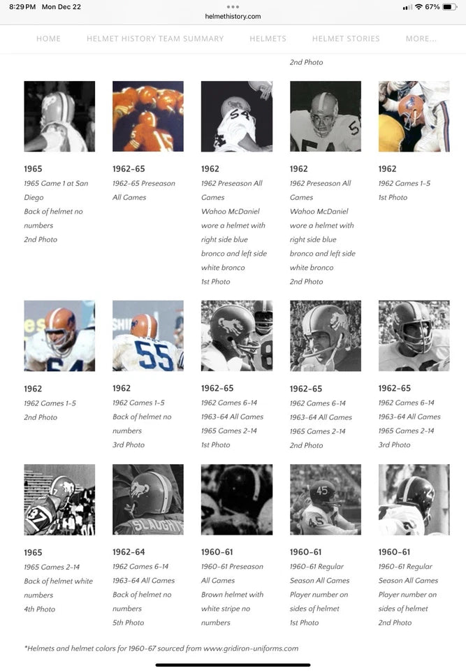 Riddell Kra-Lite RK2 Football Helmet 1962 Denver Broncos Blue Crazy Horse WESTBROOKSPORTSCARDS