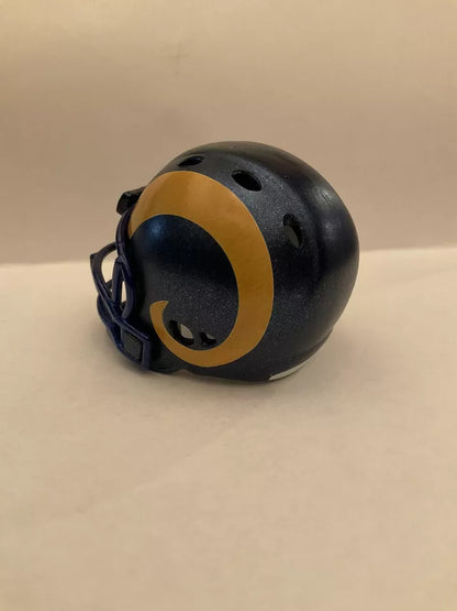 Los Angeles Rams Yellow Gold Horns Custom Riddell Throwback Pocket Pro Helmet  WESTBROOKSPORTSCARDS   