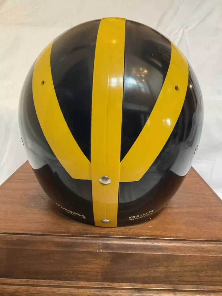 Original Riddell 1969 Michigan Wolverines Kra-Lite TK2 Game Football Helmet  WESTBROOKSPORTSCARDS   