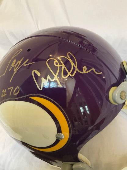 Minnesota Vikings Purple People Eaters Autographed Football Helmet With Turf WESTBROOKSPORTSCARDS