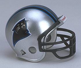 Riddell Pocket Pro and Throwback Pocket Pro mini helmets ( NFL ): Lot of 25 Carolina Panthers Pocket Pro Helmets