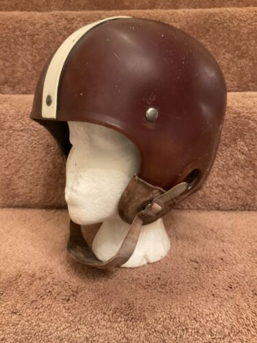 Riddell 1950s RT2 Football Helmet Maroon Under Clear Shell Vintage Chin Strap Sports Mem, Cards & Fan Shop:Fan Apparel & Souvenirs:Football-NFL Riddell   