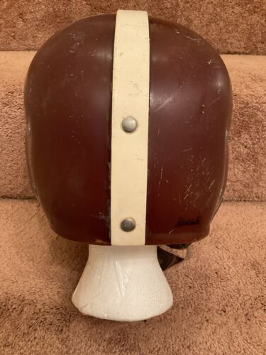 Riddell 1950s RT2 Football Helmet Maroon Under Clear Shell Vintage Chin Strap Sports Mem, Cards & Fan Shop:Fan Apparel & Souvenirs:Football-NFL Riddell   